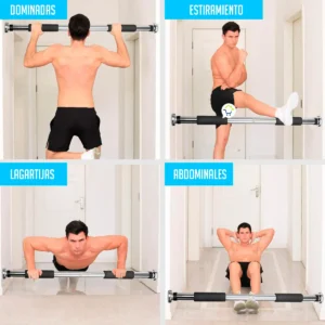 Barra Dominadas Puerta Ajustable Acero Multifuncional - Tonifica Espalda Brazos y Abdominales
