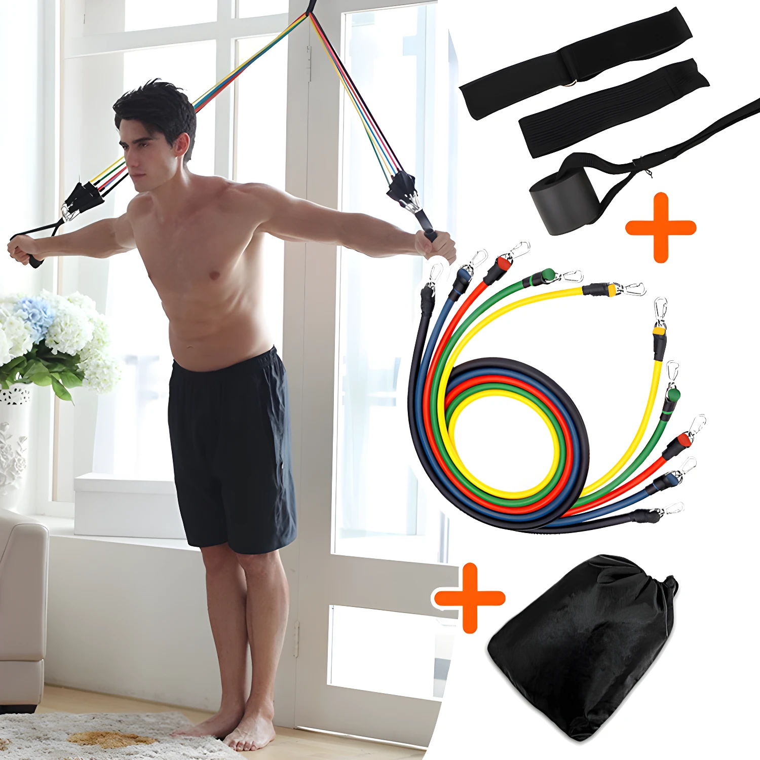 Bandas Resistencia Tubulares 5 Niveles Látex hasta 100 lbs - Entrena fuerza completa sin ir al gimnasio - Imagen 4