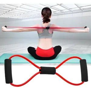 Set x2 Banda Resistencia Tipo 8 Látex 10 lbs Mangos Espuma - Tonifica Músculos y Mejora Postura Yoga Pilates